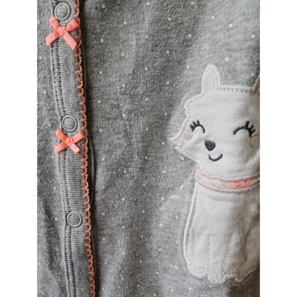 Carter's Baby Girl Size 6 Months 100% Cotton Gray & White Kitten Pajamas - Picture 3 of 8